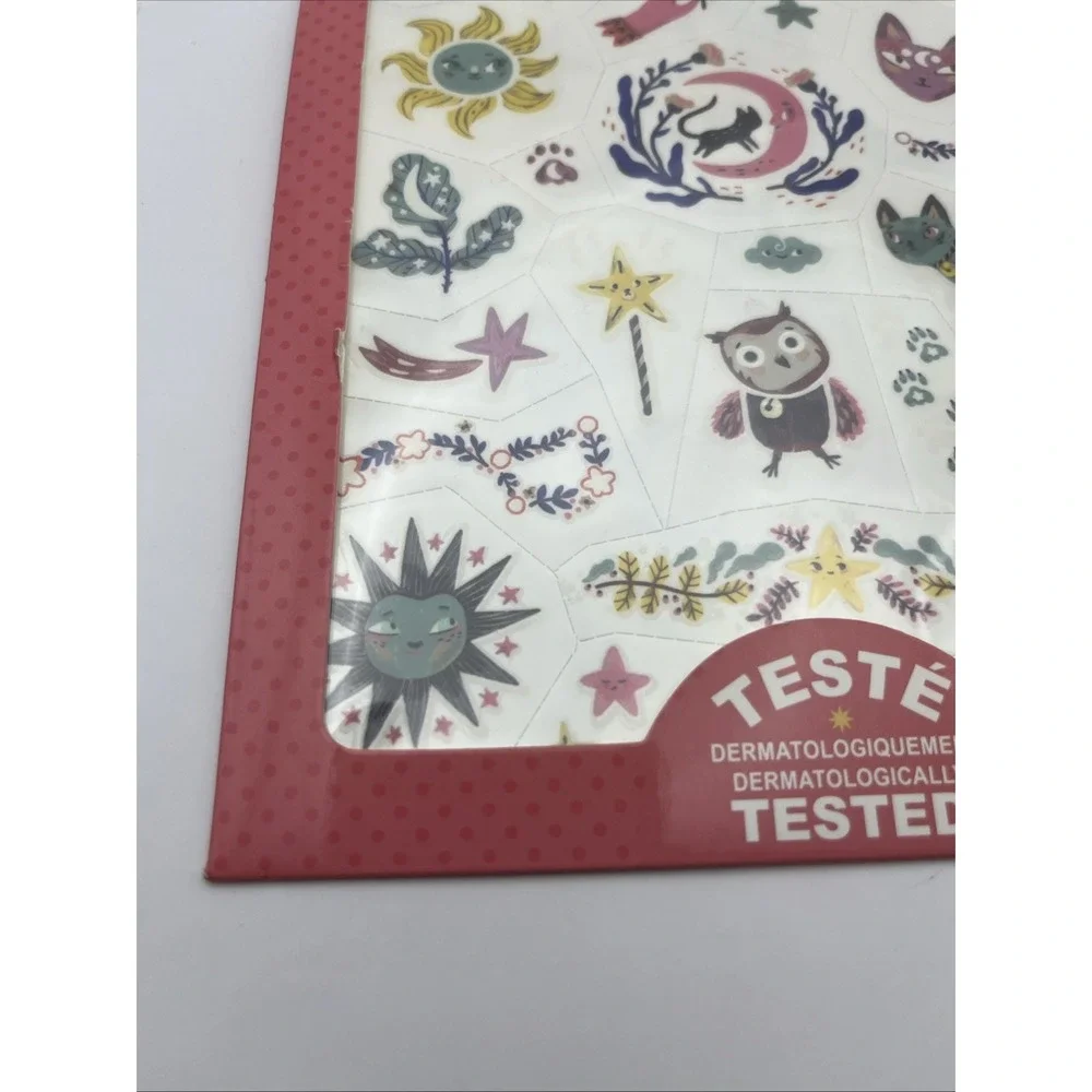 Djeco Glow In The Dark Temporary Tattoos Kids Animals Sun Moon Stars NEW